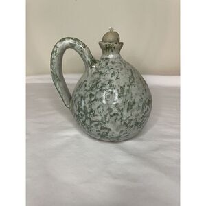 Stoneware Pottery OIL LAMP Signed Studio Art 2005 Green Glaze‎